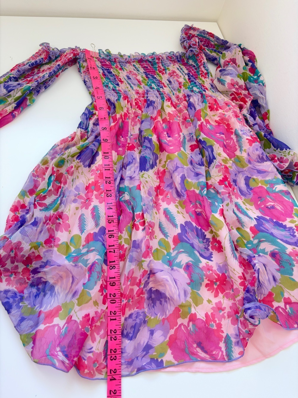 BETSEY JOHNSON VINTAGE 100% SILK FLORAL CHIFFON DRESS Size S - Picture 10 of 10